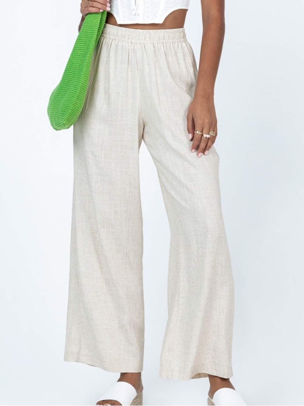 Princess Polly Louis Linen Blend Pants Beige Size 2 Petite